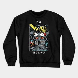 The Tower - Mystical Medleys - Vintage Rubber Hose Cartoon Tarot Crewneck Sweatshirt